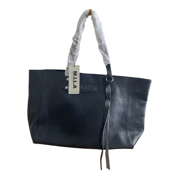 NWT Made in Los Angeles (M.I.L.A)   Navy Leather Tote - Picture 1 of 5